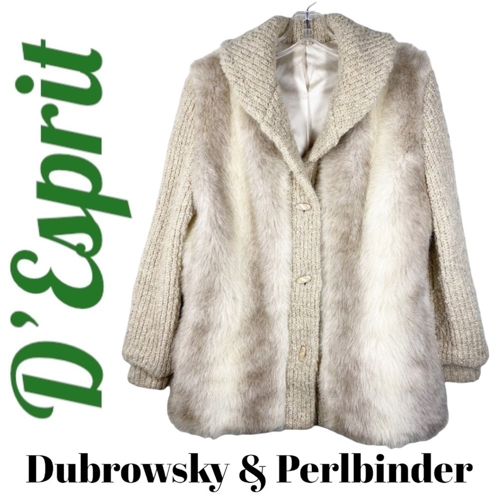 D’ESPRIT By DUBROWSKY & PERLBINDER 70s Vintage Fur Knit Wool‎ Coat, Size 8